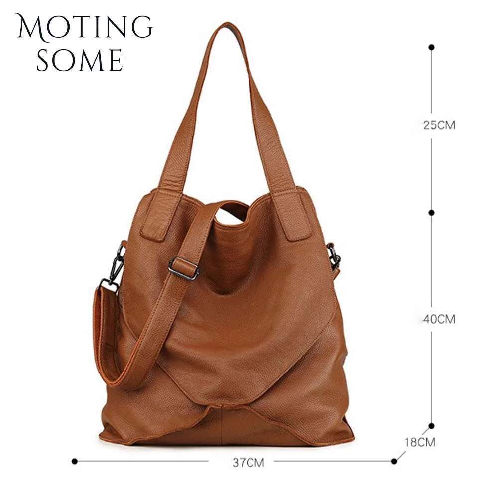 Designer Bag Motingsome Oversize High Quality Cowhide Handbag And Purses Large Capacity Casual Shoulder Hobo Bag Roomy Leather Tote
