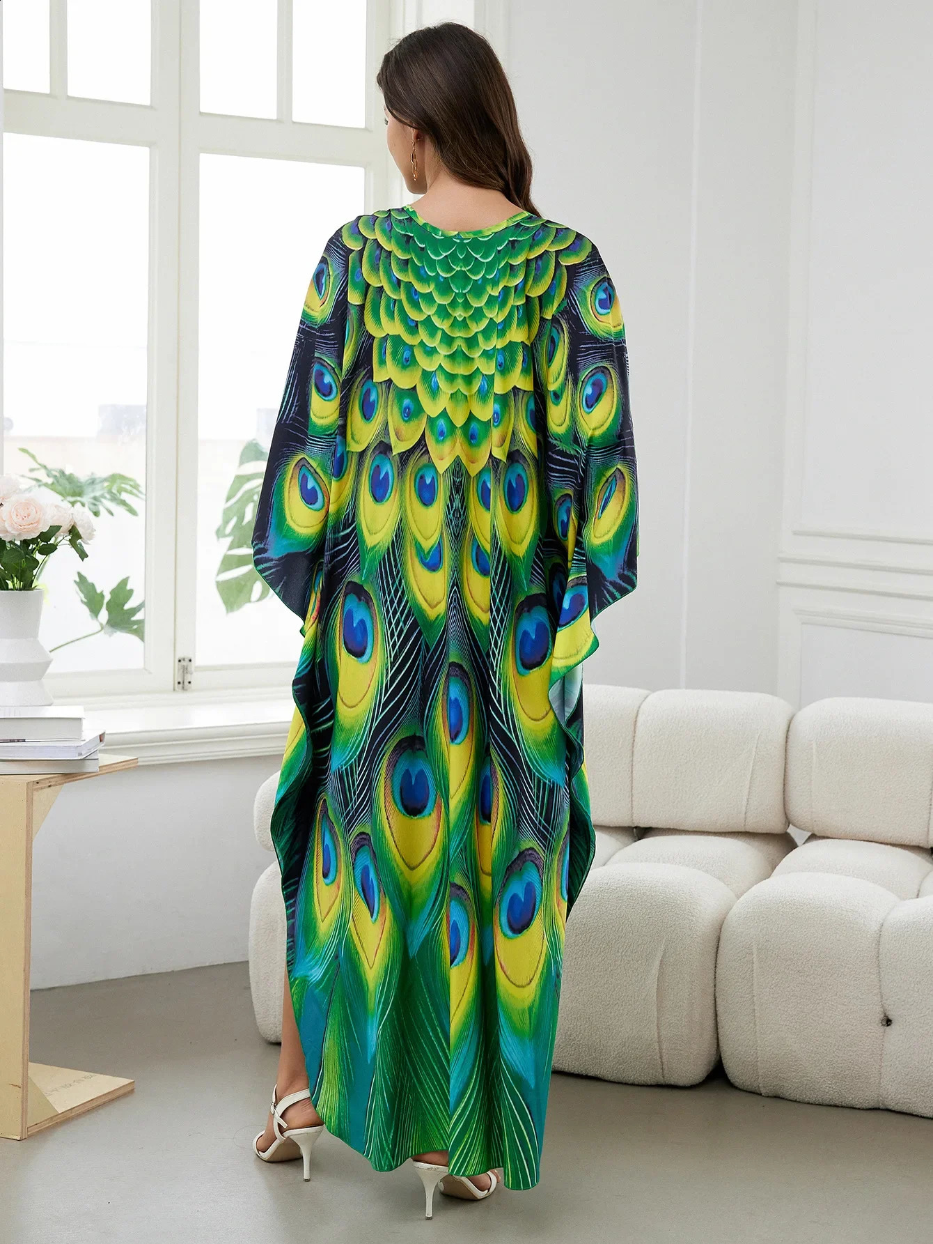 Womens beach dress printed Kaftans Maxi Robe summer holiday swimsuit direct delivery factory supply 250408