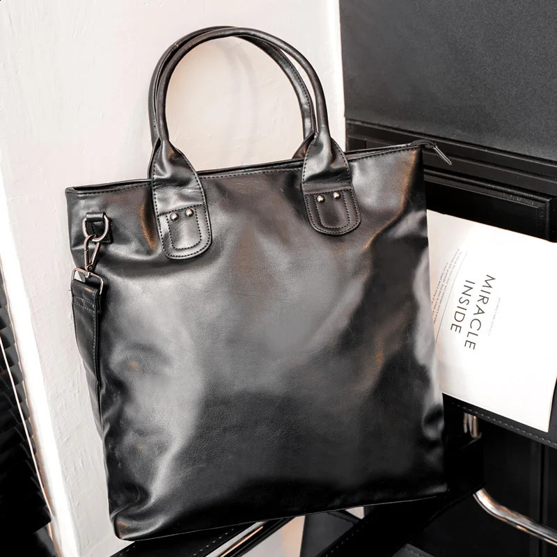 Leather mens shoulder bag fashionable mens handbag Korean mens briefcase 250410