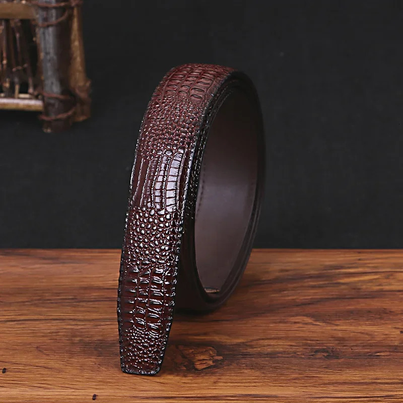 Brown Leather Pattern Mens Leather Belt n Fashion Casual Business People Suit Jeans Automatic Buckle Belt 251031