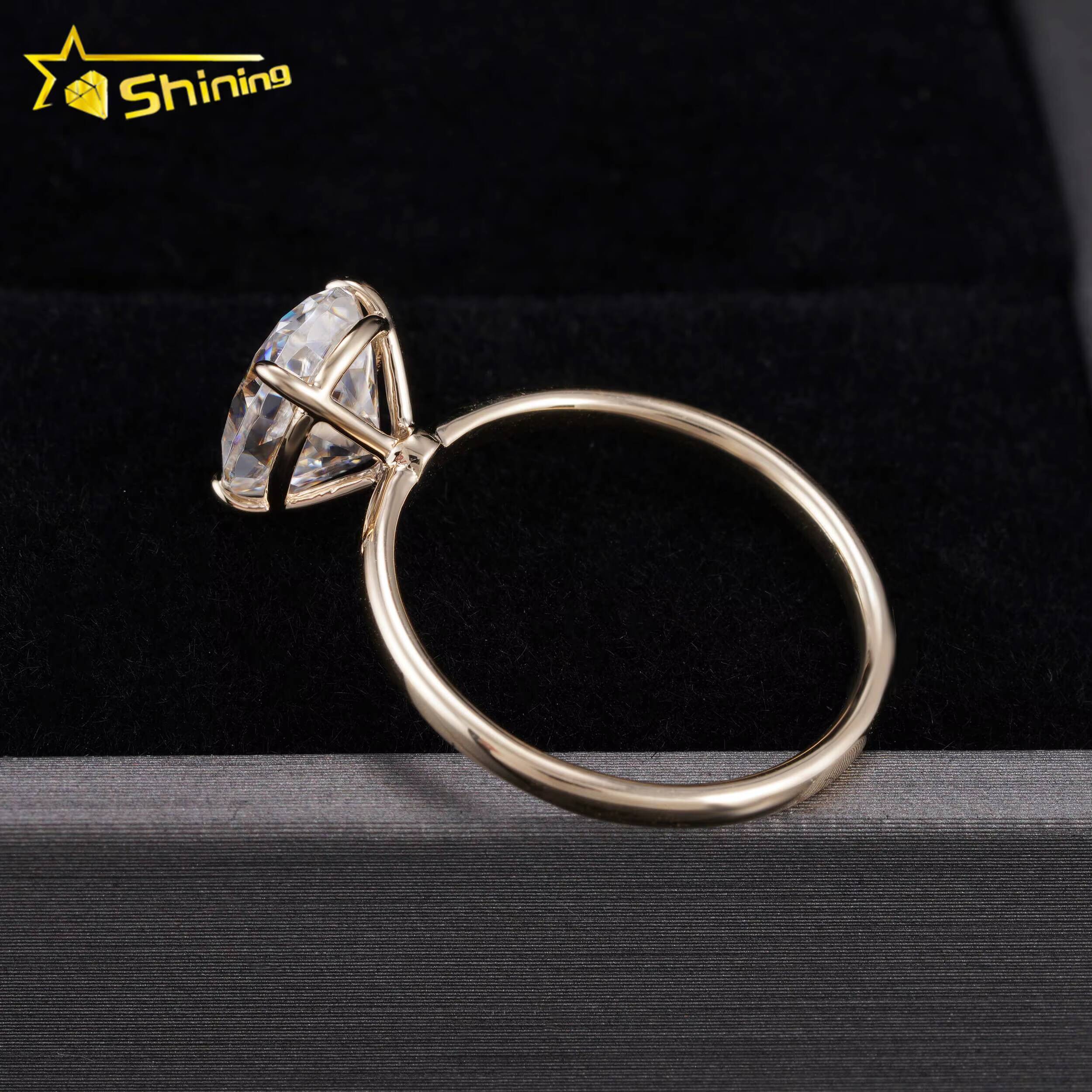 Fine Jewelry 14K Soild Gold 7X9MM 2CT Oval Moissanite Ring Custom Wedding Engagement Rings for Women