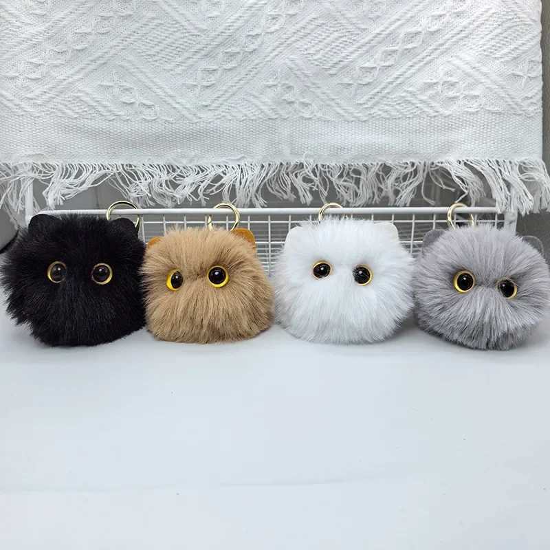 Cute plush cat keychain stuffed toy big eyed cat doll keychain womens handbag decoration gift W250411