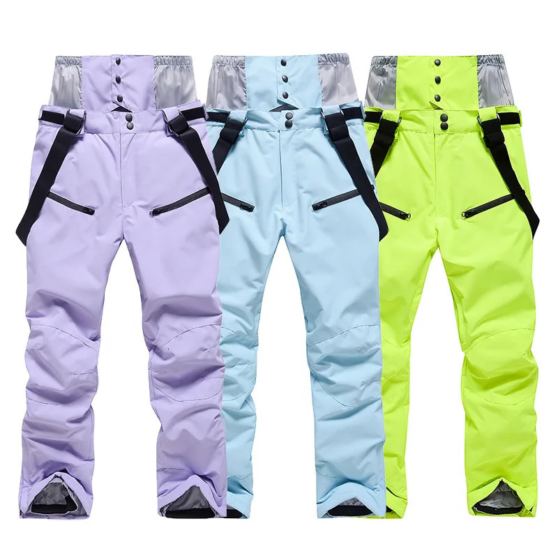 Fashion Ski Pants Men Women Windproof Waterproof Snow Trousers Winter Snowboarding Suspender Pants with Waist Protection 251107