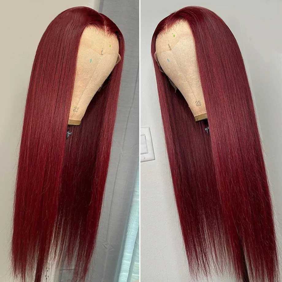 HD Lace Front Wig Human Hair Wigs 99J Burgundy Pre Plucked 13x6 Colored HD Lace Frontal Human Hair Wigs Hot Star Straight WigT251111