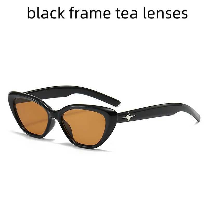 Retro cat eye womens sunglasses high-end small frame star sunglasses fashionable street photography UV protection sunglassesT250411