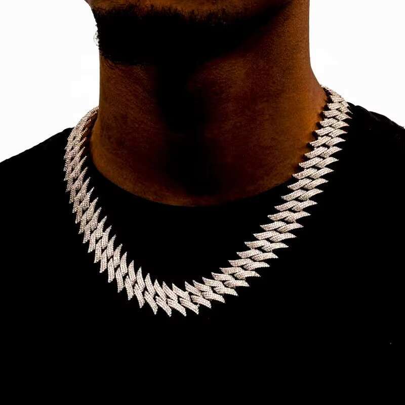 Hip Hop VVS Moissanite Mens GRA Iced Out Spiked Figaro Infinity Link Cuban Chain With 925 Sterling Silver Pass Diamond Tester