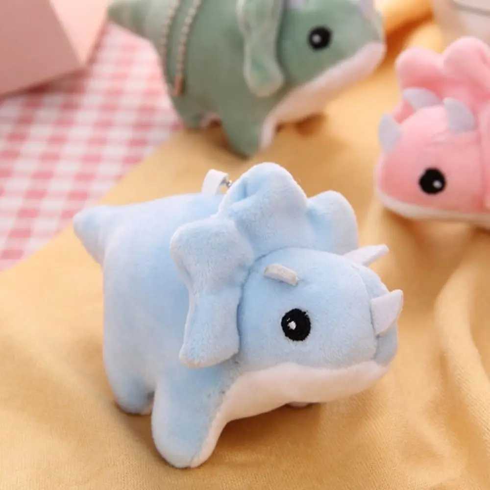 Cartoon dinosaur plush keychain soft and cute crocodile bag pendant fashionable plush filled triangular dragon keychain suspension accessories W250411