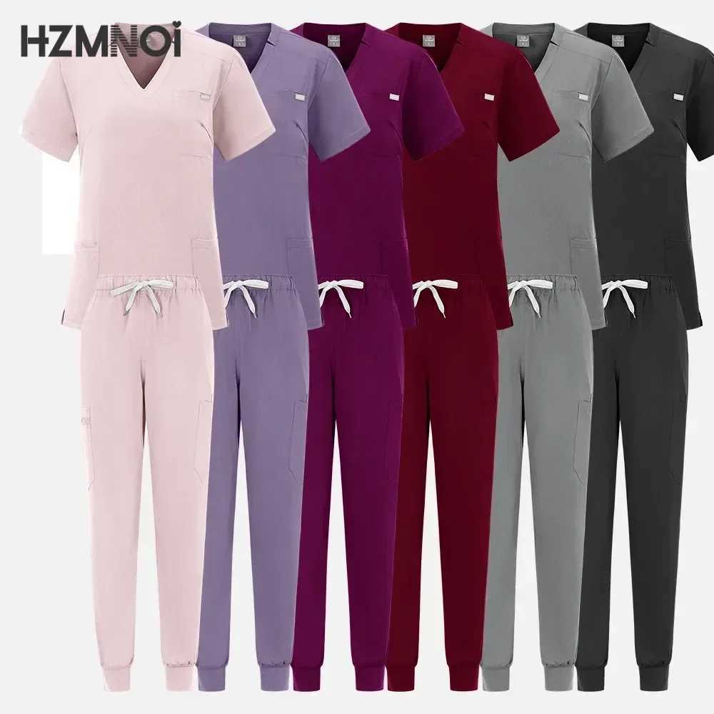 Unisex Medical Uniforms Men Women Nurse Accessories Beauty Come Nurse Scrubs Sets Doctor Dentist Workwear Clinical Tops Pants X2505281
