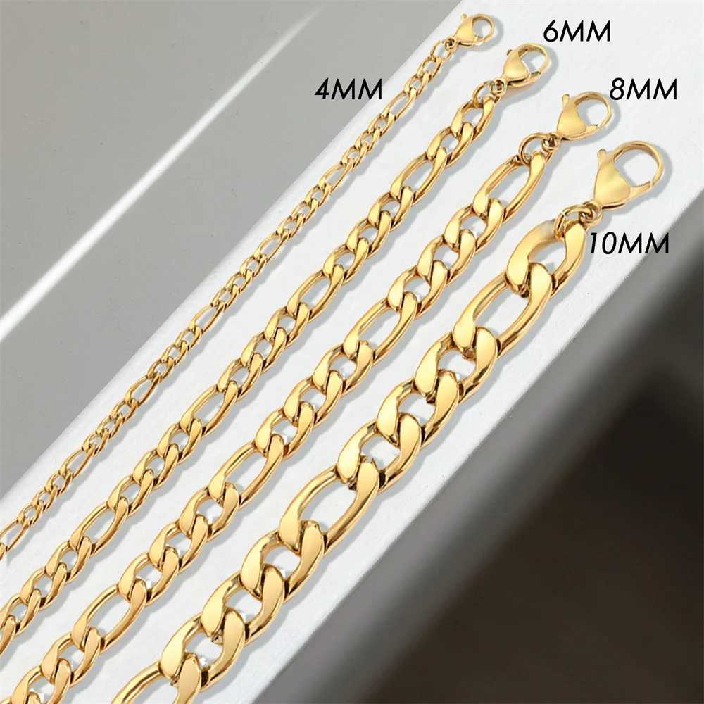 eManco Female Figaro Link Chain Stainless Steel Bracelet Gold Color Charm Bracelets Chain Bracelets for Women Man GiftsC250410