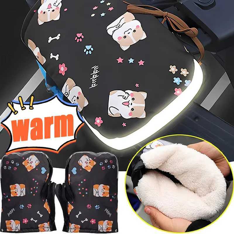 Thickened Warm Motorcycle Handlebar Gloves Winter Waterproof Windproof Glove With Reflective Strip Motorbike Protection Parts S25118