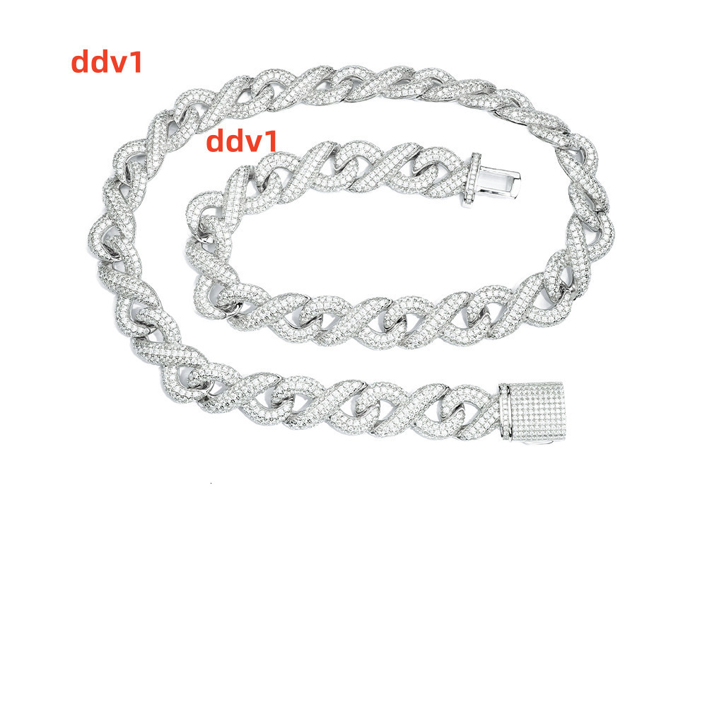 The 2023 Hot Style 15mm Iced Out Hip Hop the Infinity Link Fashion 925 Sterling Silver Moissanite Cuban No8 Cross Chain