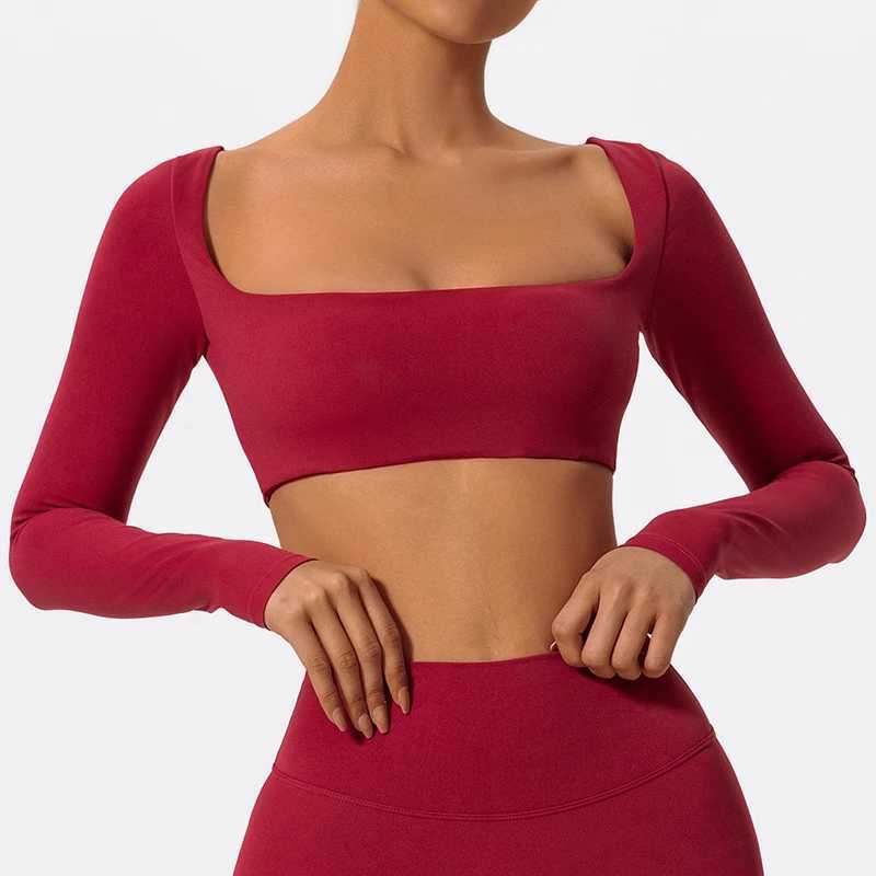 Sports long sleeved womens outdoor running fitness T-shirt long sleeved yoga shirt push up exercise single piece topW250411