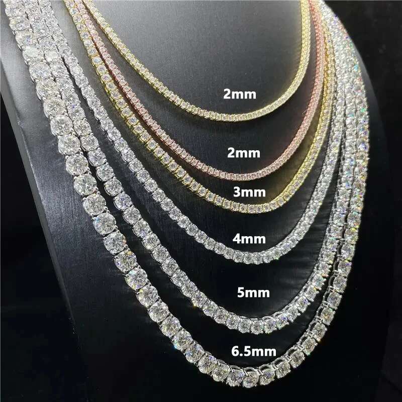 0.3-0.5ct D Color Moissanite Tennis HipHop Bracelet Necklace S925 Silver White Gold Bracelets Fine Jewerly for Women Man