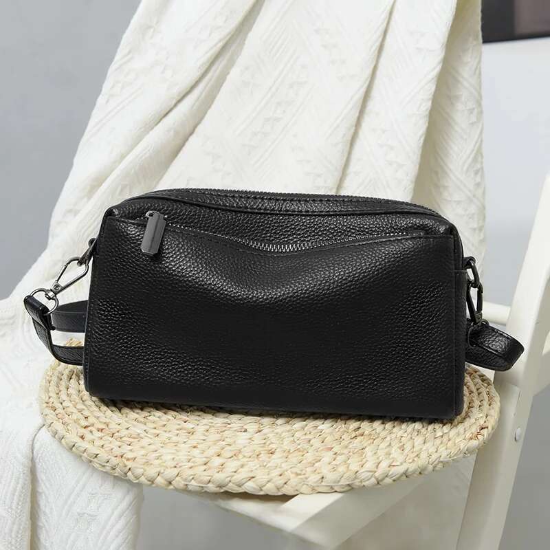 New Cow Handbag Small Single Shoulder Genuine Leather Women Simple Messenger Zero Wallet Mobile Phone Bag
