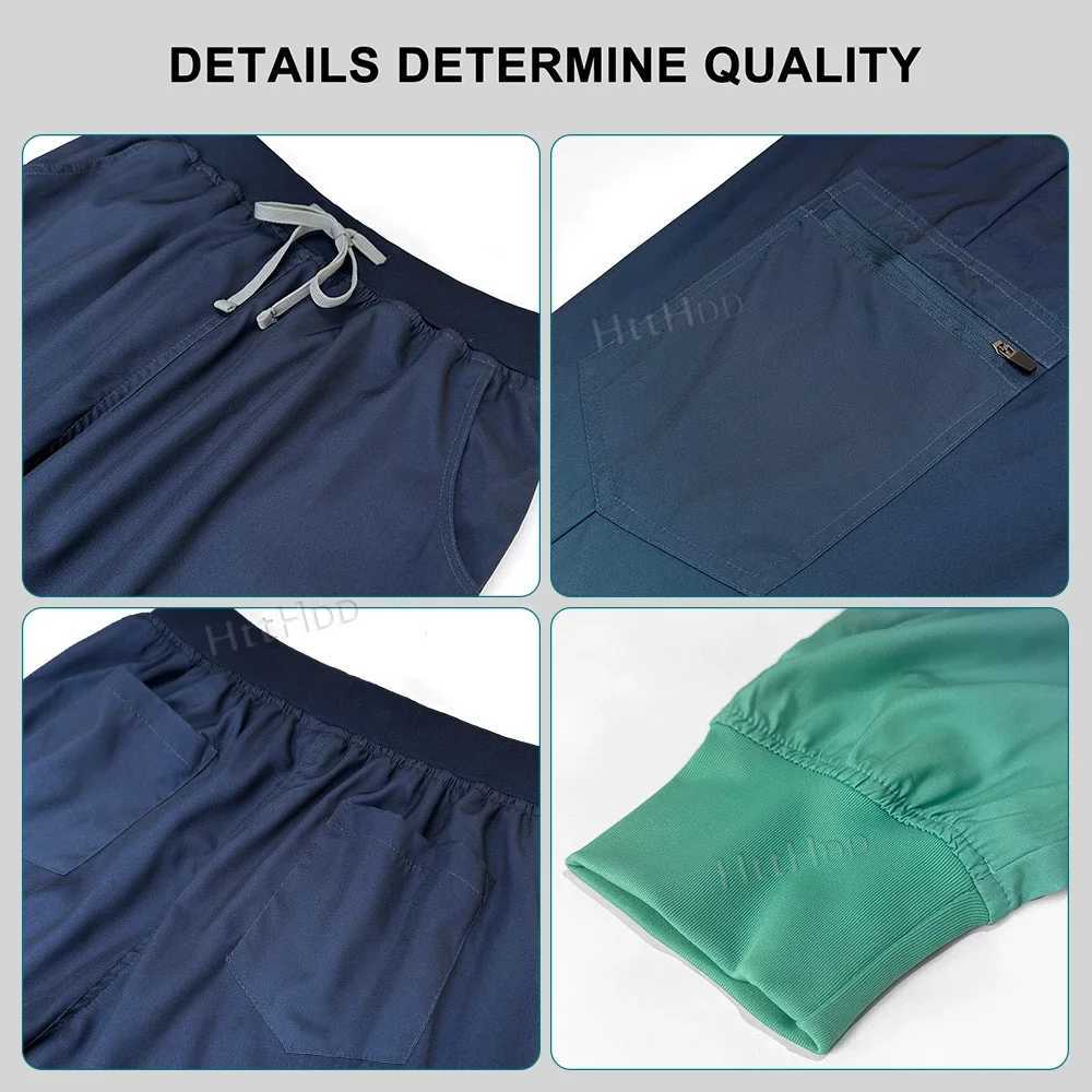 Niaahinn Scrub Hospital Medical Nurse Scrubs Top Pants Sets Unisex Womens Beauty Sn Gradient Color Scrubs Uniforms X2505281