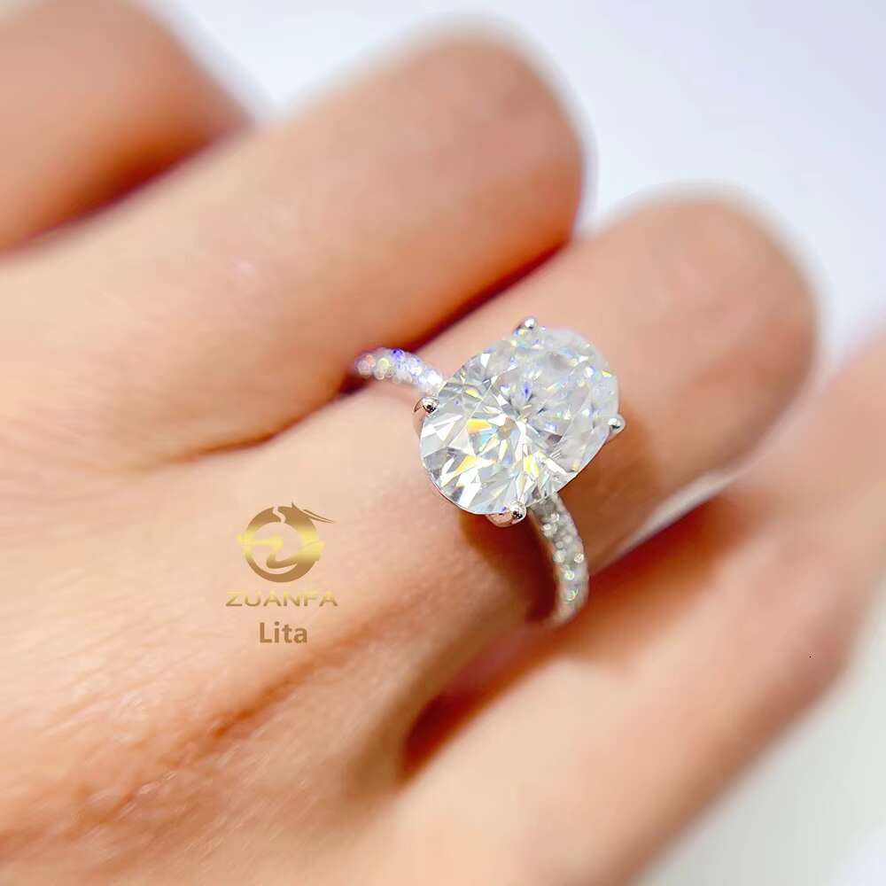 Luxury Love U 4.5ct Oval Moissanite 925 Sterling Silver Wedding Diamond Engagement Ring Women