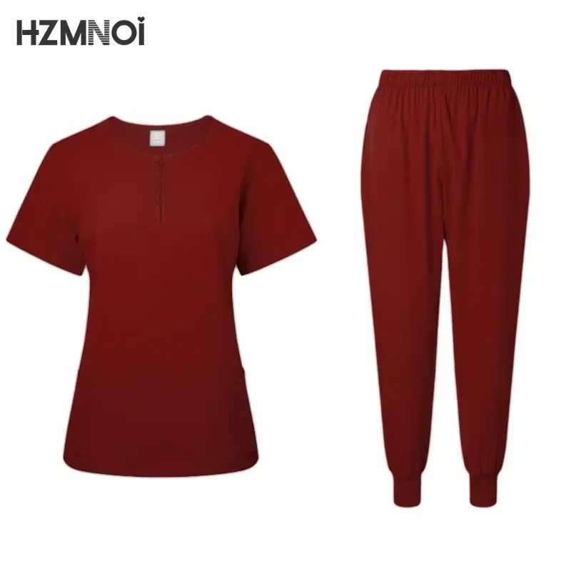 Top + Pant Spa Doctor Nursing Tunic Suit Surgical Uniforms Woman Scrub Set Medical Nurse Beauty Sn Workwear Clinical Scrubs X250410