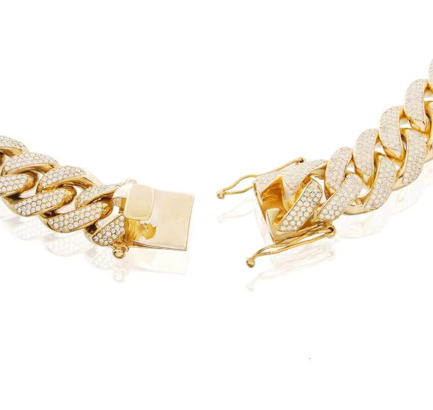 Miami Style Hot Sale Hip Hop 925 Silver Cuban Chain Moissanite Diamond Link Chain Necklace