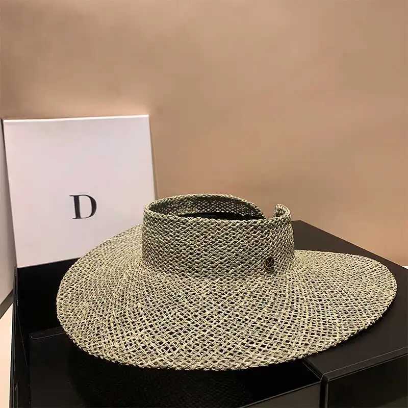 DO simple and exquisite empty top hat womens face covering sunscreen straw hat big edge travel sun hat fashionable beach hatC250411
