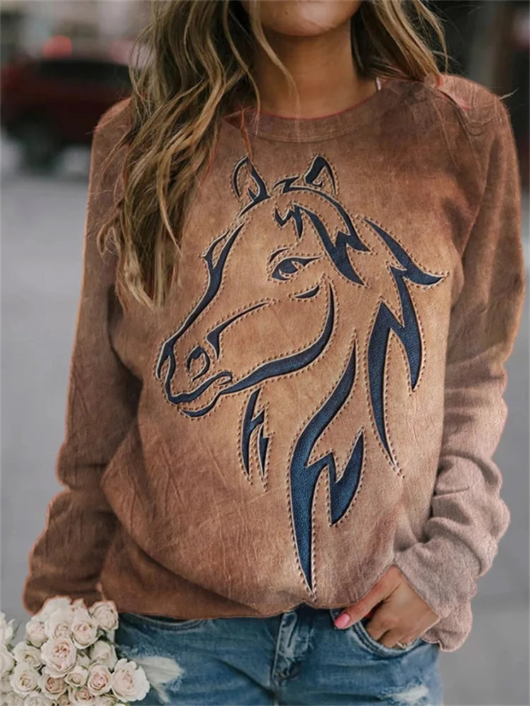 Horse Christmas Tree 3D Print Raglan Sleeve Sweatshirts Womens Oversized Pullovers Hoodies Female Streetwear Woman Clothing 251105