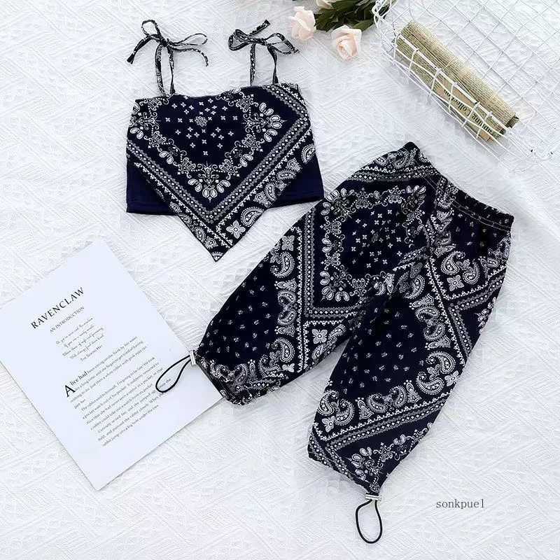 3-6 year summer set thin girl set hanging mosquito proof pants two cute girls and childrens clothingXJ250410