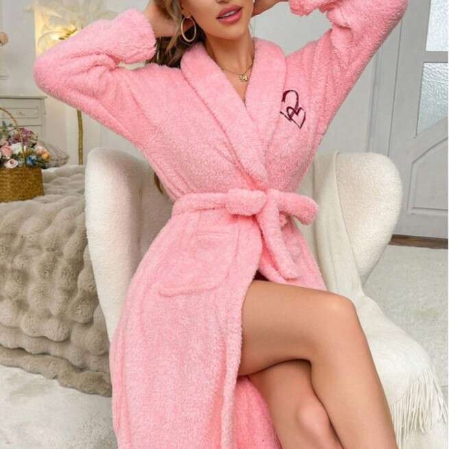 Women's Pajamas Autumn Coral Fleece Thickened Flannel Bathrobe Winter Hooded Nightgown Cute Homewear S-XL
