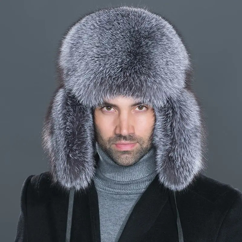 Winter Men Hats Brown Fox Fur High-end Elegant Warm Soft Not Wool Outdoor Hiking Caps Windproof Thick Europe Earflap Hat 251110 - view 6