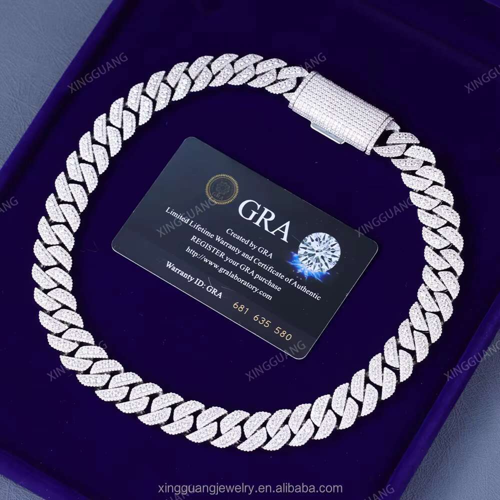 Fine Jewelry 16mm Gold Plated 925 Solid Silver Cuban Chain Hip Hop Necklace VVS Moissanite Diamond Iced Out Cuban Link Chain