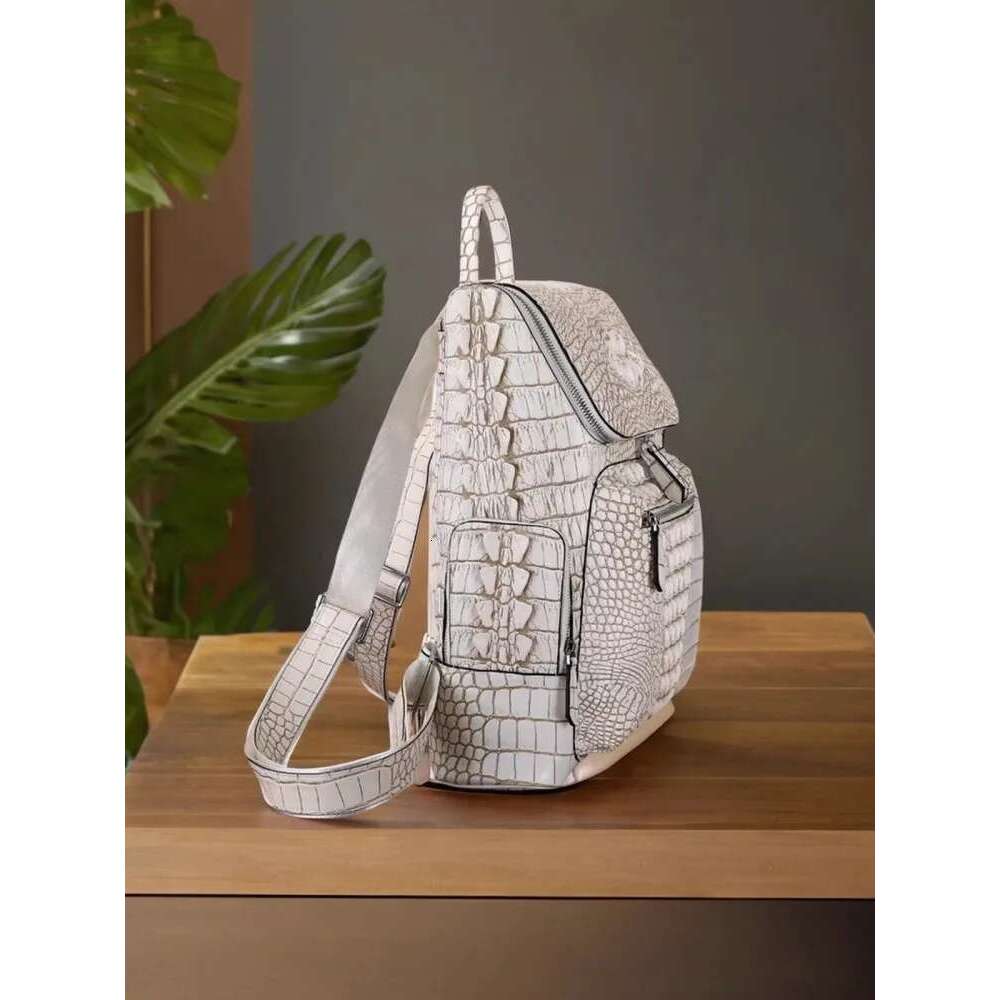 Backpack Haruku Mens Genuine Leather Backpack Large Capacity Travel Bag High Quality Crocodile Skin Fashion Casual School Backpacks