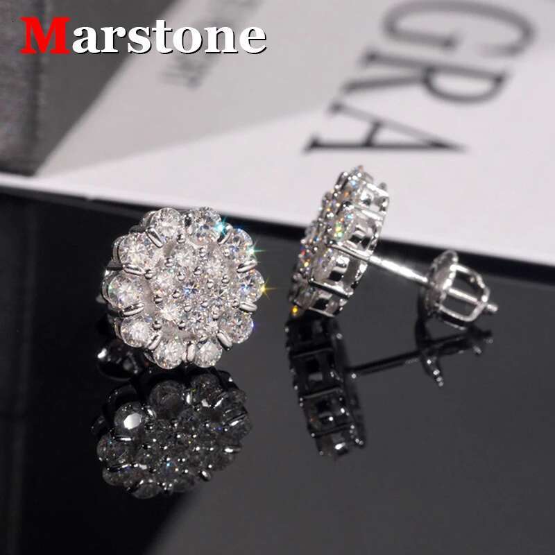 Full Moissanite D Color Diamond Womens New Earrings 925 Sterling Silver Earring Plated 18k White Gold for Men Women