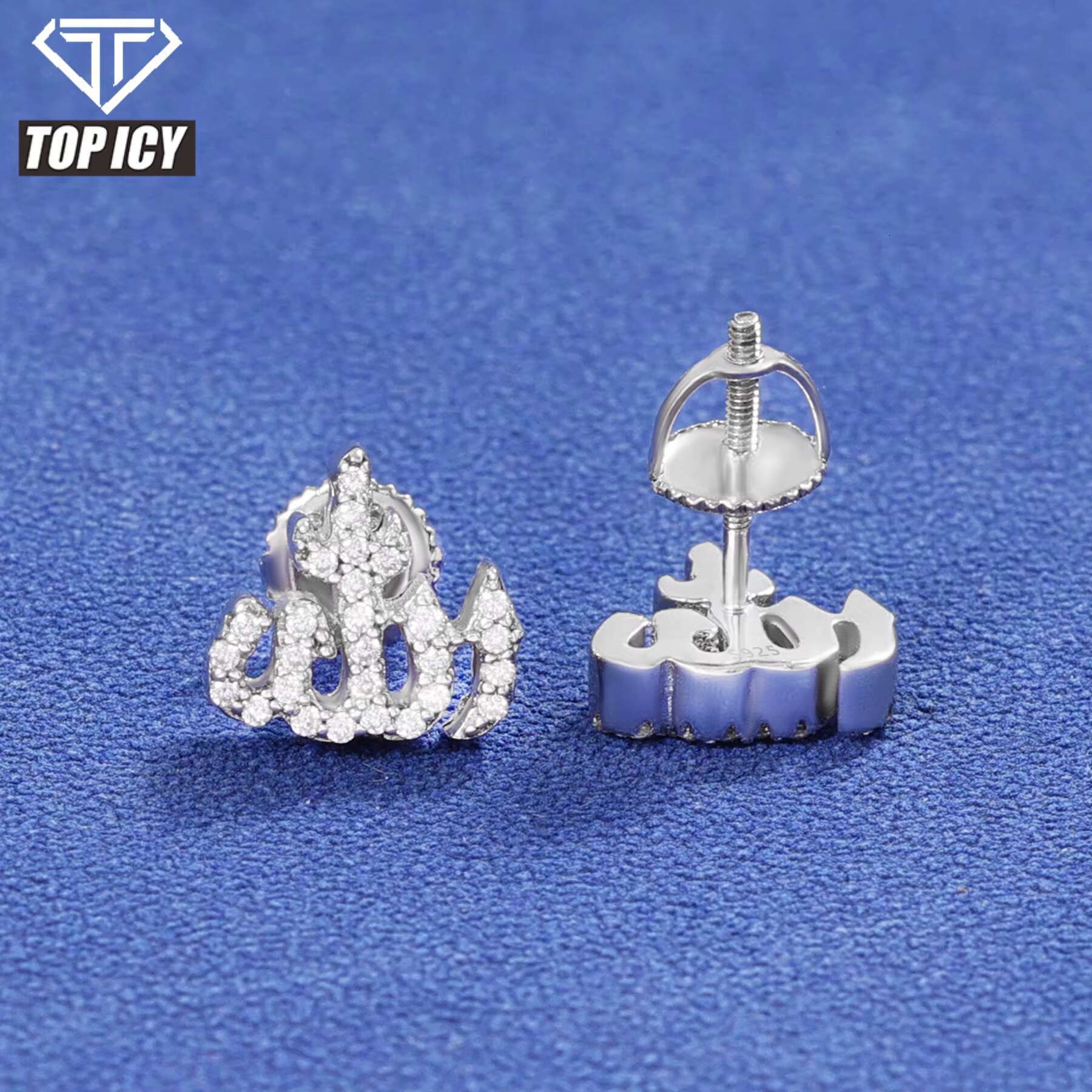 Luxury Hip Hop Jewelry Hip Hop Iced Out Moissanite Allah Stud Earrings for Men New Design 925 Sterling Silver Earrings