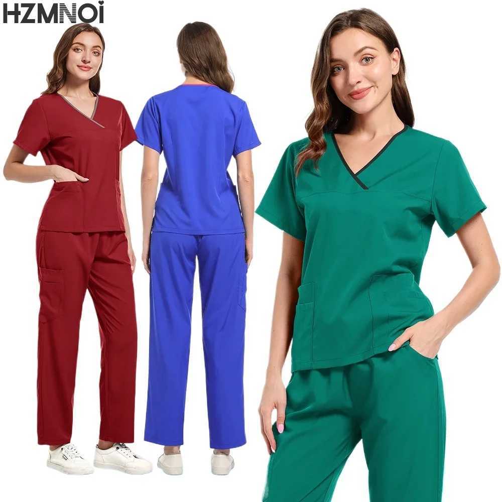 HZMNOI Medical Scrubs Surgical Work Unisex Doctor Nurses Uniforms Bottoms Elastic Joggier Trousers Dentist Pet Shop Beauty Pants X250410