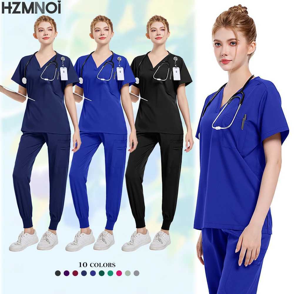 Medical Doctor Nurse Surgical Uniforms Woman Scrub Set Beauty Sn Work Wear Clinical Scrubs Top + Pants Spa Nursing Tunic Suit X250410