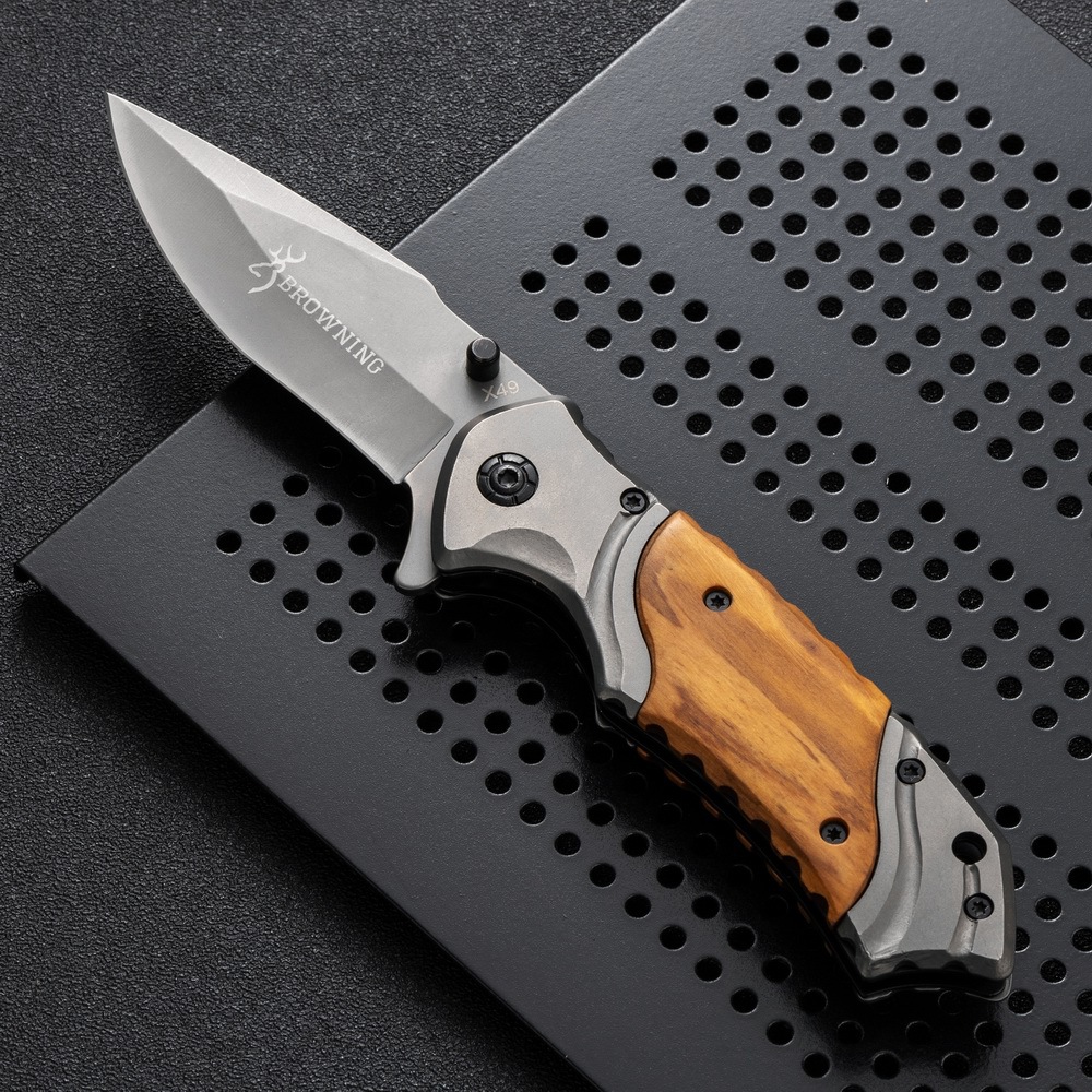 Outdoor Knife X49 Wooden Handle Folding Knife for Camping Survival High Hardness Swiss Multi Functional Survival Tools