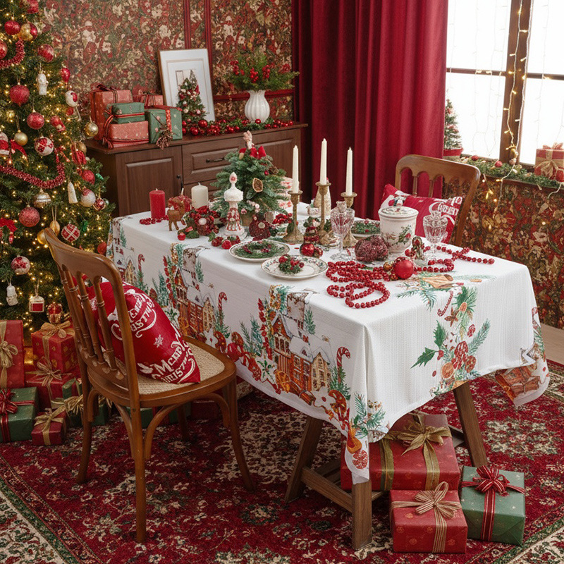 Christmas print tablecloth, Christmas party decoration tablecloth, coffee table tablecloth, new tablecloth 9XGU01