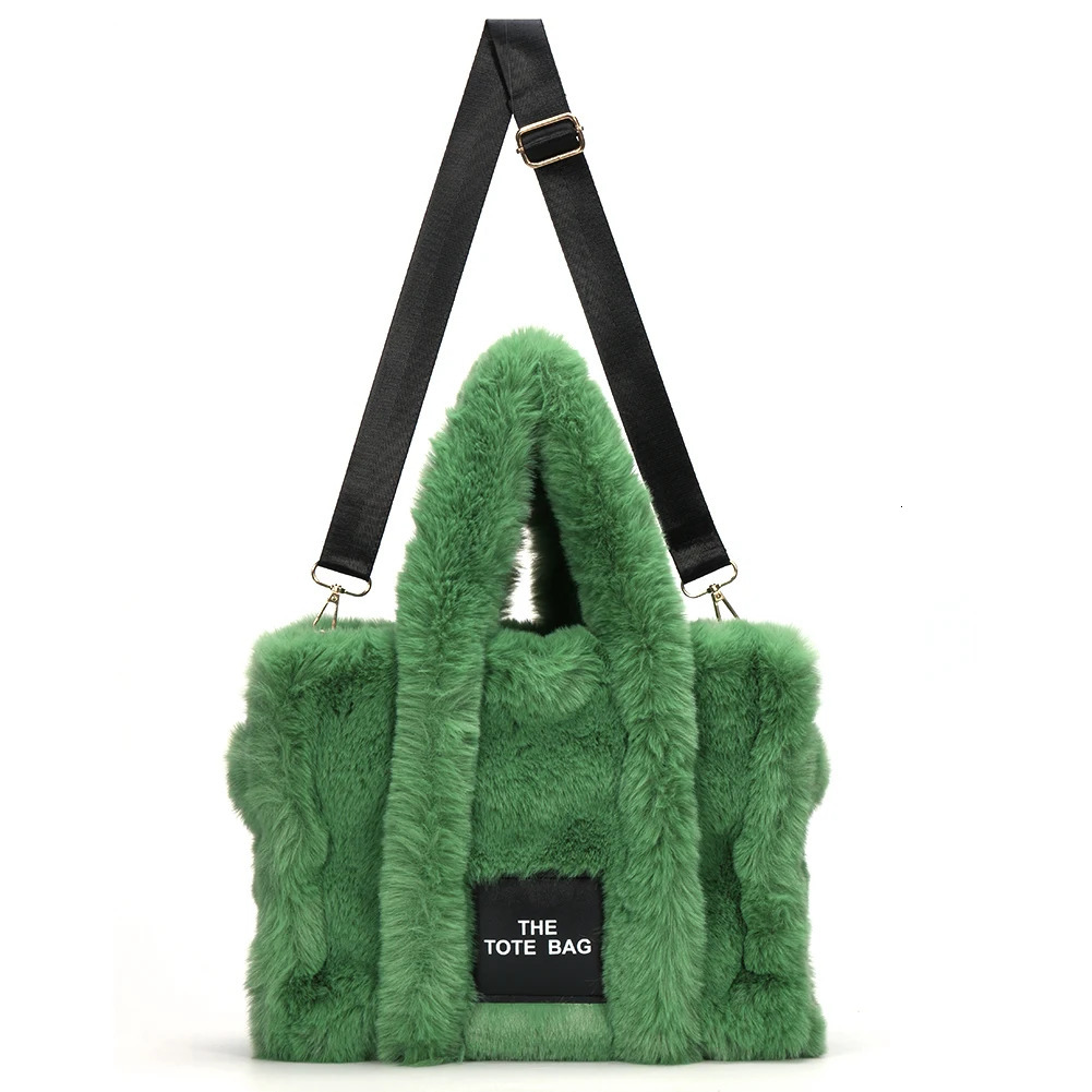 Fashion Shoulder Tote Bag Solid Fluffy Crossbody Soft Plush Portable Large Capacity for Travel Work Daily Shopper 251103