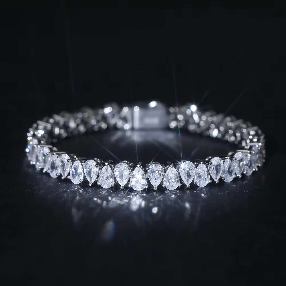 Wholesale Custom Fashion Teardrop Sterling 925 Silver GRA Moissanite Zircon Sterling Tennis Bracelet