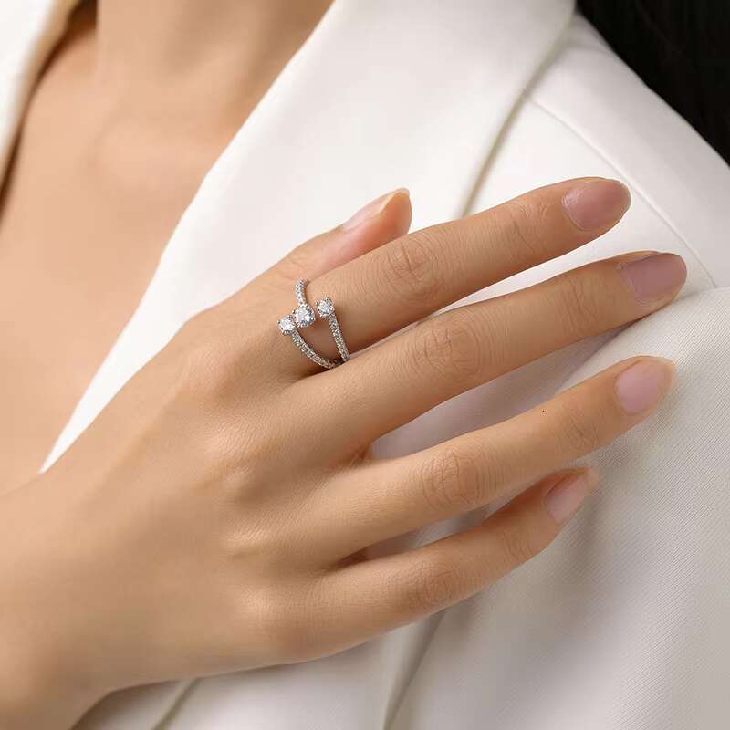 Ailmay 925 Sterling Silver Fashion Geometric Design Zirconia Finger Rings for Women Wedding Engagement Accessories Fine Jewelry