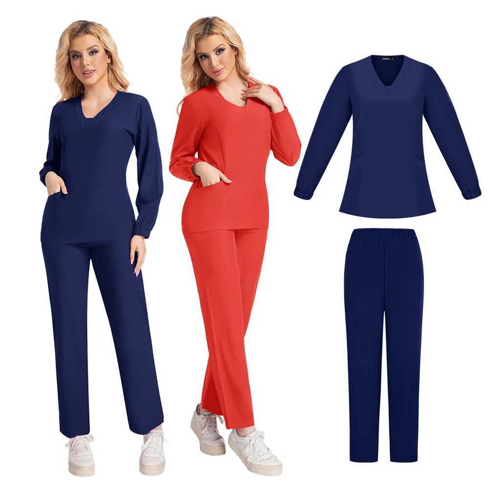Surgical sleepwear womens frosted suit womens operating room medical uniform straight leg frosted top and pants X250410