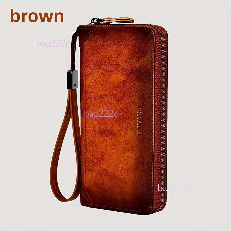 Banya Nu Long Men's Genuine Leather New Zipper Wallet N2040