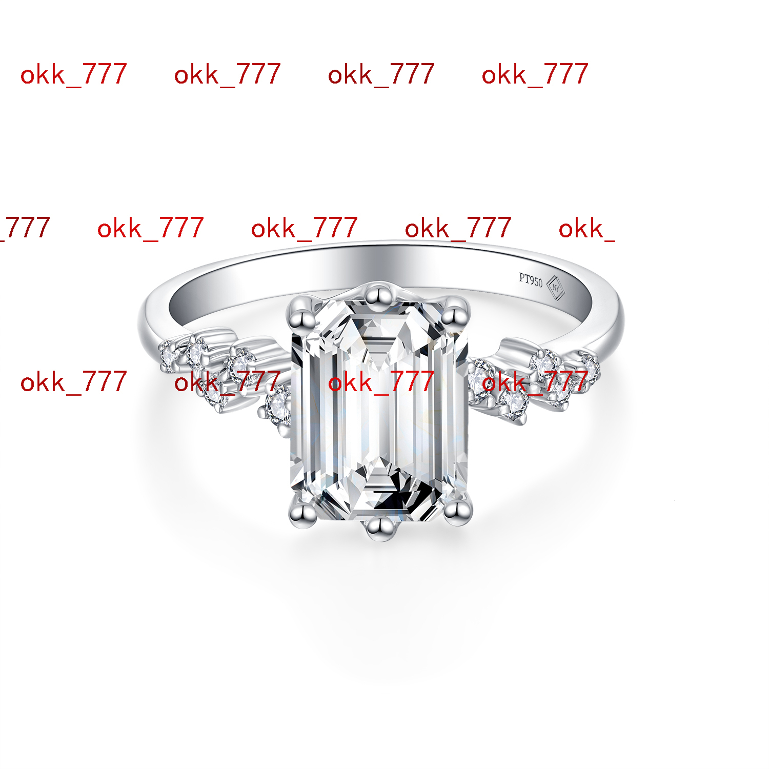 Luxury Jewelry Diamond Ring Out Emerald Cut Rectangle Moissanite Ring 925 Sterling Silver 7*9mm VVS Ice High Quality CLASSIC