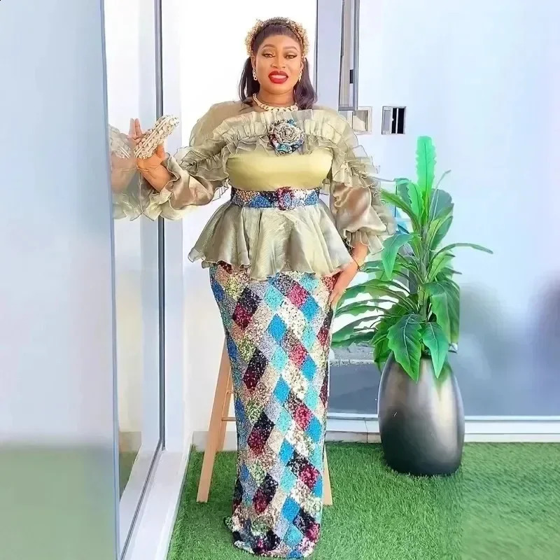 Elegant African womens clothing plus size Christmas wedding party long skirt Dashiki Ankara robe 250411