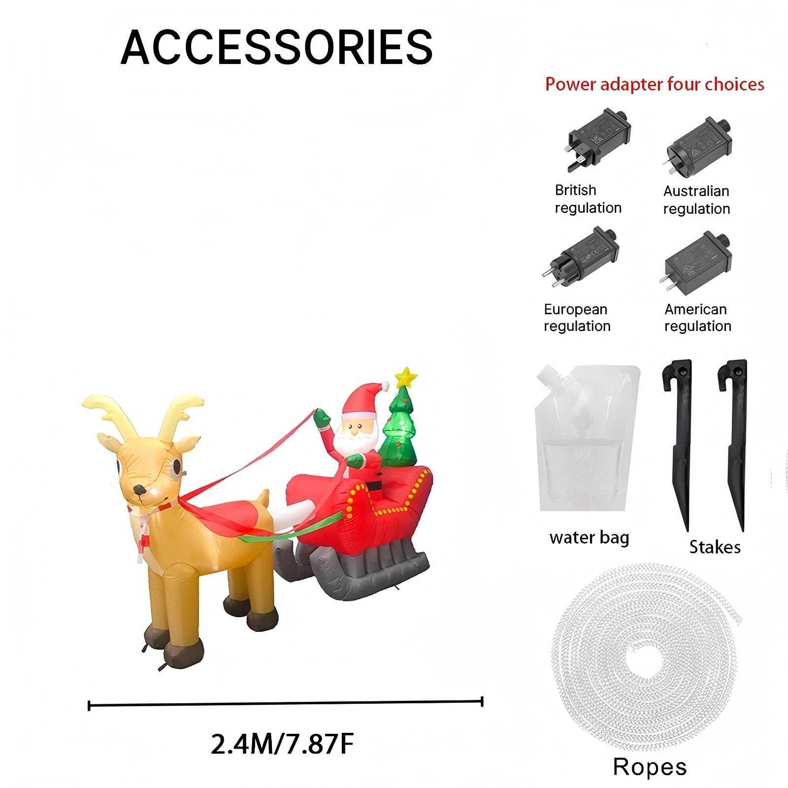 Christmas 787FT Holiday DIY Party Decoration Giant Christmas Inflatable Santa Sleigh Toy Reindeer LED Lights Yard Supplies Home Ornaments Y251111