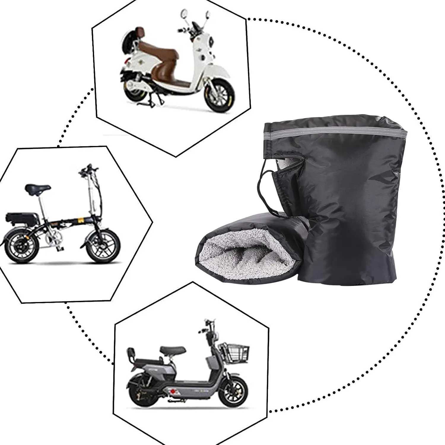 Universal Handlebar Mittens For Winter Windproof Warm Motorcycle Hand Bar Cover Electric Bike Windshield Gloves Handlebar Muffs S25118