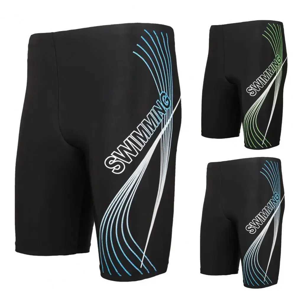 Mens quick dry swimming dry swimsuit high waisted letter printed mens sports surfing shortsW250410
