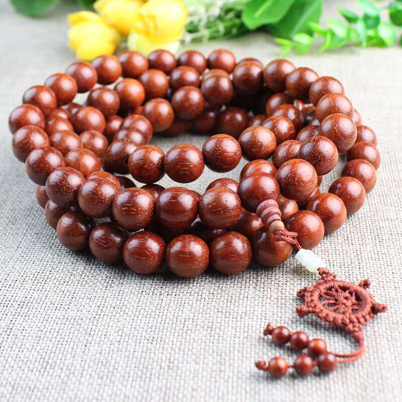 108 Redwood Buddha Ethnic Style Red Prayer Bead Bracelet