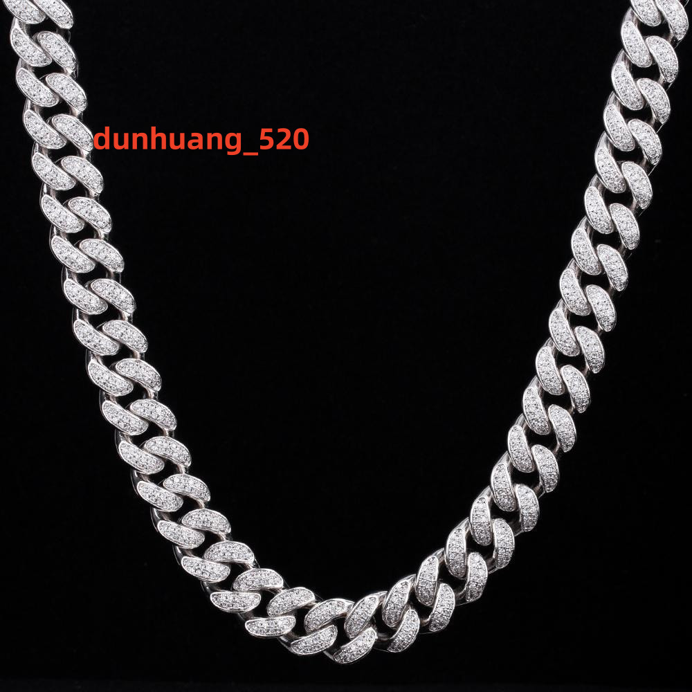 Custom Sterling 925 Silver Hip Hop 20mm Cuban Chain Moissanite Diamond Iced Out Necklace