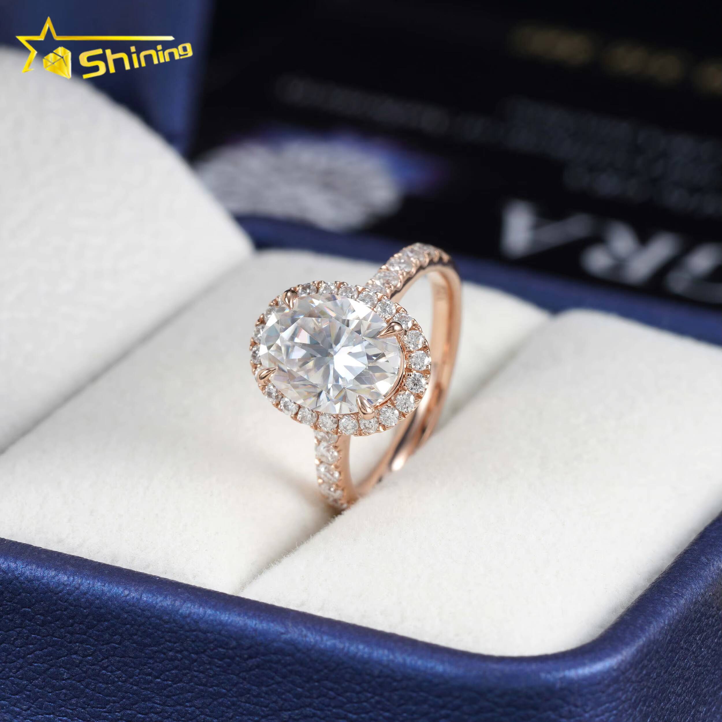 Fine Jewelry 14K Solid Gold D Color VVS Oval Cut Moissanite Diamond Ring Custom Women Diamond Engagement Wedding Rings