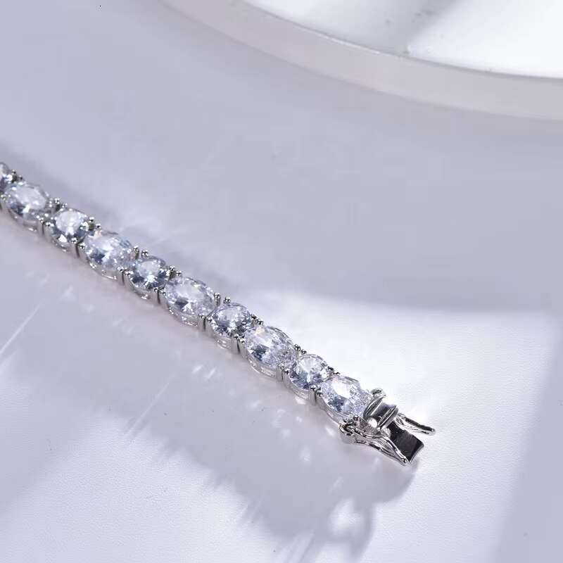 Bracciali 18 Karat White Gold Tennis Bracelet Moissonite Tennis Bracelet AAA CZ Pure Silver Tennis Bracelet
