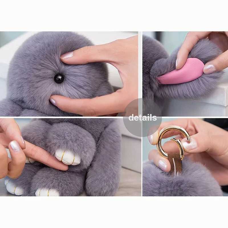 Fluffy imitation rabbit fur ball fluffy rabbit keychain girl packaging decoration car mirror pendant keychain W250411